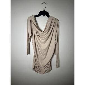 NWT Eloquii Cream Long Sleeve Stretch Jersey Cowl Neck Draped Top‎ Size 14/16